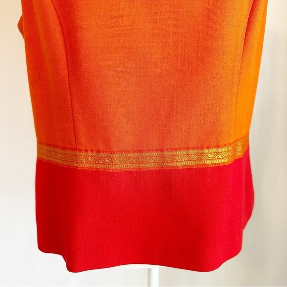 VTG Jessica Howard 2 Piece Suit Sleeveless Top Trouser Pant Orange Red MOD 12/14 - Picture 5 of 13